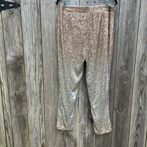 Cable & Gauge Champagne Gold Sequin Pants Sz Medium NWT - Picture 8 of 9